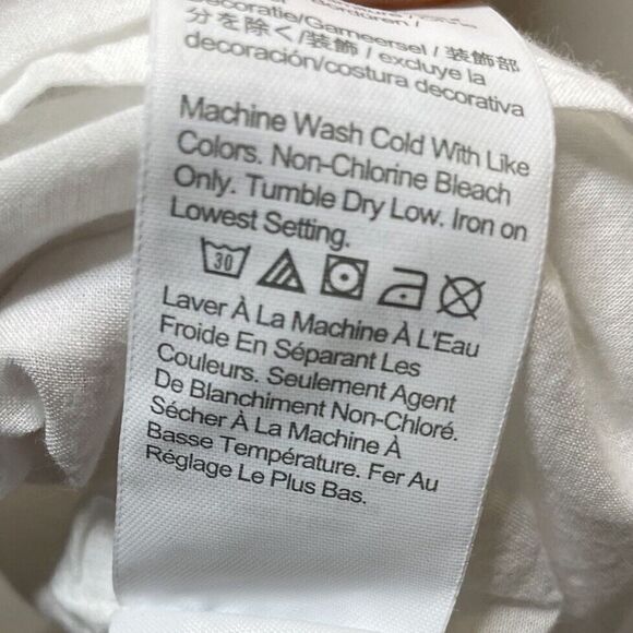 J.CREW Midi Dress Women 14 White Orange Scalloped Trim NEW Pockets Cotton CA107 - Picture 14 of 15